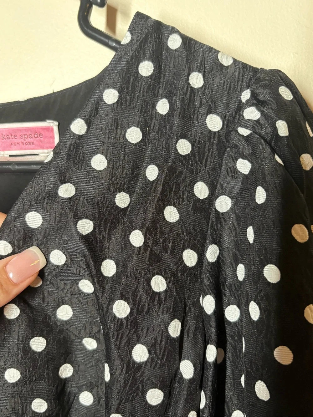 {EUC} Kate Spade Harmony Dot Cloqué Top Size 6 Black